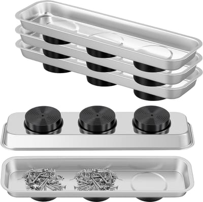 Dailygoods - 5 STKS Magnetische Tool Trays, RVS Magnetische Onderdelen Tray 23 x 6cm, Rechthoekige Metalen Schroef Tray met Magnetisme voor Socket Schroef Moeren Bouten Metalen Onderdelen