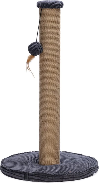 Designed by Lotte Krabpaal Ribbed - Incl speeltje - Ribbed stof/jute - Antraciet - 41x41x70 cm