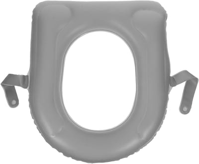Opblaasbaar Kussen - Toiletverhoger Zitting - Extra Comfort - Met Zuignappen - 45 x 39 x 10 cm - Grijs