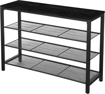 Hoppa! Schoenenrek - Metaal - 90 x 31 x 73 cm (BxDxH) - Vintage Zwart
