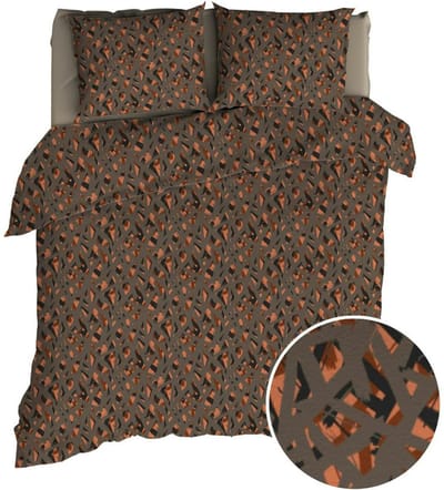Romanette Glockner Dekbedovertrek - Tweepersoons - 200x200/220 cm - Taupe/Terra