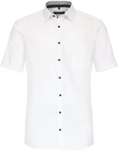 CASA MODA comfort fit overhemd - korte mouw - popeline - wit - Strijkvrij - Boordmaat: 42 (EU maat: L)