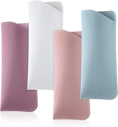 Zachte leren brillenetuis, set van 4 ultradunne leesbrillenetuis, brillenetuis voor zonnebrillen, unisex.