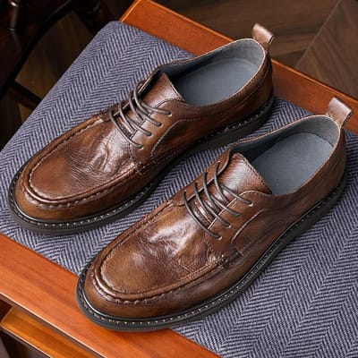Bambi Dillon Leer Brits Heren Teen Toplaag Koeienhuid Wildbruin Heren Leren Schoenen Zakelijk Zacht Leer Casual Schoenen 43 bruin