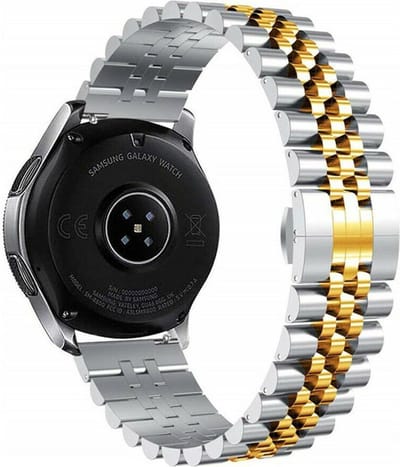 Strap-it Luxe Jubilee stalen bandje - geschikt voor Samsung Galaxy Watch 3 41mm / Galaxy Watch 1 42mm / Galaxy Watch Active / Active2 40mm & 44mm / Gear Sport - zilver/goud