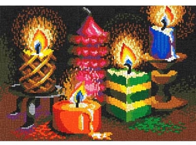 Stickit Feestkaarsen, stilleven, ca. 8.400 steentjes