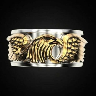 Bague Vintage en argent 925 bicolore, aigle dominateur, bracelet pour hommes, cadeau de fête, bijoux 9 brown