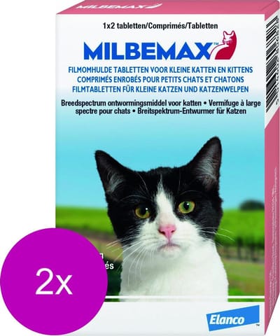 Milbemax Milbemax Kitten & Kat - Anti wormenmiddel - 2 x 2 tab 0.5 Tot 2 Kg