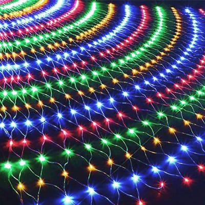 MUPOO Netverlichting LED Lichtgordijn Binnen & Buiten - Voorzien van Geheugenfunctie en 8 Lichtstanden, IP44 Waterdicht, Laag Voltage en Energiezuinig. Perfecte Kerstverlichting voor Raam, Muur en Tuin - Multicolor 2x2 meter 144 LEDs