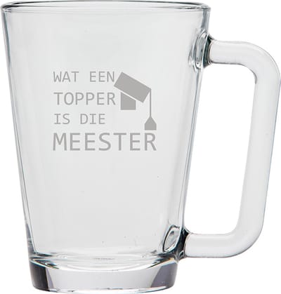 Gegraveerde theeglas 26cl Wat een topper is die meester