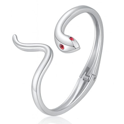 Marama - armband Slang Zilver - damesarmband - bangle - met scharnier - stainless steel met zilver plating - cadeau dames - fashion