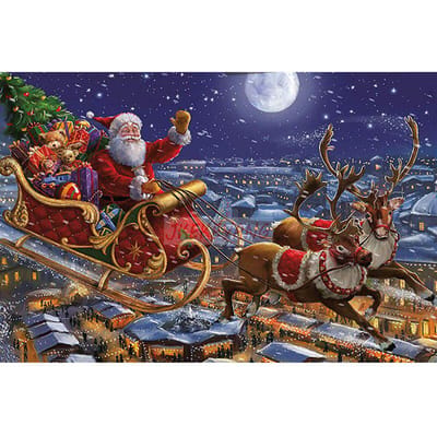 Peinture diamant thème père noël, cerf, cheval, voiture, broderie complète 5D, point de croix, bricolage 20X30CM gray