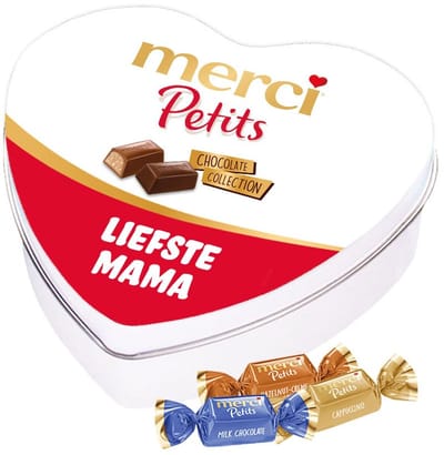 merci Petits geschenkdoos hartje "Liefste mama" - mix van smaken - chocolade cadeau - 115g