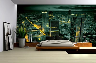 Fotobehang Vlies | Steden, Skyline | Groen | 368x254cm (bxh)