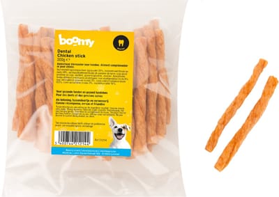Boomy - Hondensnacks - Kauwstaaf hond - Kauwsticks hond - Tand reinigende kauwsticks - Dental Sticks - Kip smaak - 12cm - 2 x 300g