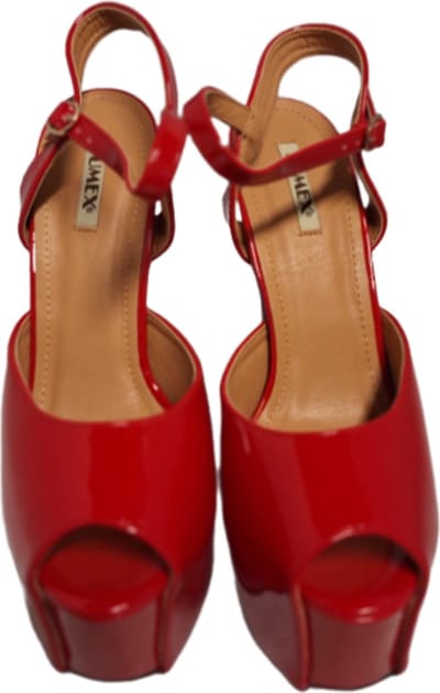 JUMEX-EROTISCHE PUPM -RED LAKLEER- HAK 16 CM-ZOOL 6CM-SIZE39