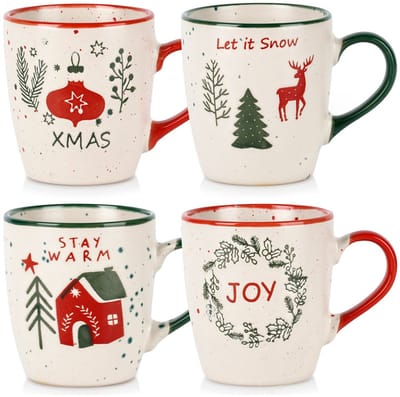 Kerstbeker aardewerk set a 4 200ml