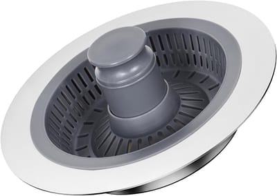 Pop-up afvoerstopper 3-in-1 van roestvrij staal, universele afvoerfilter voor keuken, voorkomt verstoppingen en filtert voedselresten, 40 mm diepte