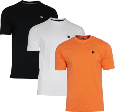 3-Pack Donnay - T-shirt (Vince) - Sportshirt - Heren - Black/White/Apricot orange (560) - maat S