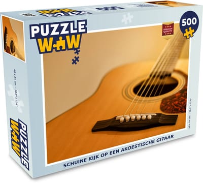 Puzzel Schuine kijk op een akoestische gitaar - Legpuzzel - Puzzel 500 stukjes