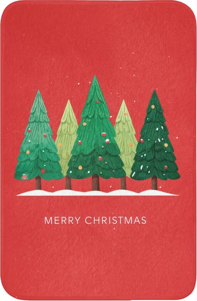 WC mat 40x60 cm - Antislip - Minimalistisch - Kerstbomen - Rood - Sneeuw - Toiletmat - Vloermat - Douchemat - Toilet tapijt - Toiletmatten
