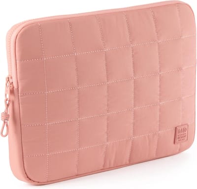 SnelShoppen - Laptophoes 13 inch en 14 inch - Gewatteerd, Lichtgewicht, Zacht, Waterafstotend, Roze, Trekkoordsluiting - Perfect voor School, Werk en