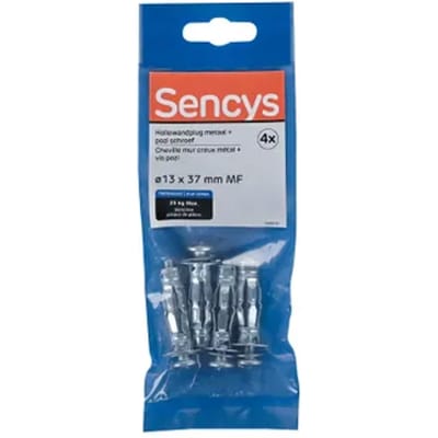Sencys Plug Voor Gipsplaat Staal - Diam. 13x37mm - 4 Stuks