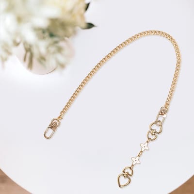 Vervangende Handtas Kettingriem - 45 cm Gouden Handvatten met 14 cm Witte Verlengketting, Stevige Korte Riem voor Handtas, Set van 2, Ideaal voor Mode en Accessoires