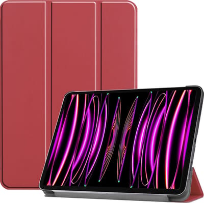 Hoesje - Geschikt voor Apple iPad Pro (2022) - 11 inch - 4e generatie - Dun & Stevig - Hardcover Book Case - Trifold Bookcase Hoes - Hard Cover - Tablethoes - Donkerrood