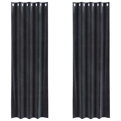 vidaXL - Blackout - Gordijnen - met - Oogjes - 2 - stuks - Donkergrijs - Fluweel