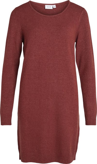 VILA VIRIL L/S KNIT DRESS NOOS Dames Jurk Fired brick- Maat XS