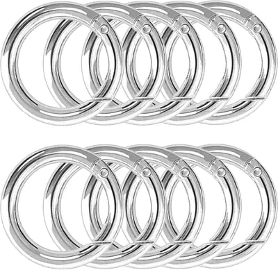 Ronde Karabijnhaak - Ring Clip - Handige Bevestiging - Duurzame Zinklegering - 10 Stuks 49mm - Zilverkleurig