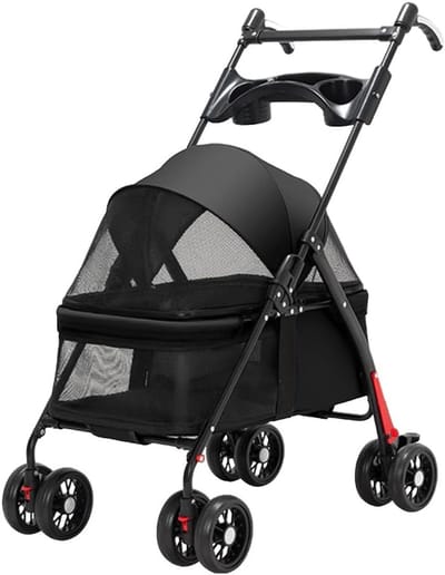 Huisdier Kinderwagen - Reiswagen Opvouwbaar - Comfortabel Uitje - Afneembare Draagtas - Tot 18 kg - Zwart