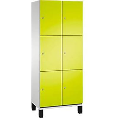 C+P Cambio lockerkast, 2 vakken, 6 vakken, op poten, B 800 x D 525 x H 1980 mm, lichtgrijs/kleedgroen