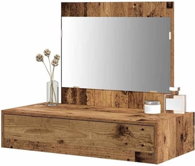 Kaptafel Met Spiegel - Beauty Meubel - Make-up Aanbrengen - Rustieke Uitstraling - 83 x 40 x 70 cm - Bruin