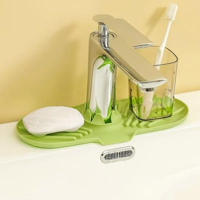 Aanrecht Kraan Lade Siliconen Drainage Pad Zeep Spons Houder met Afvoer Sprout Aanrecht Accessoires groen