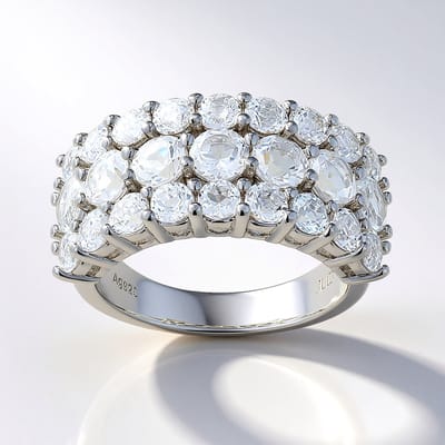 Cavill - Zilveren ring 925 Sterling gerhodineerd - Witte topaas 3 387 ct pavé zetting - 25 Braziliaanse edelstenen elegant