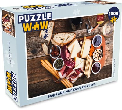 Puzzel Snijplank met kaas en vlees - Legpuzzel - Puzzel 1000 stukjes volwassenen