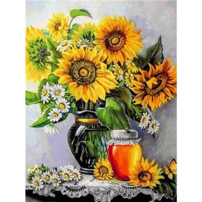 DIY 5D Diamantschilderij Zonnebloem Diamant Borduurwerk Bloem Volle Ronde Boor Kruissteek 20X30CM