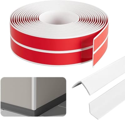 Flexibele Zelfklevende PVC Plinten in Wit, 1cm x 1cm x 4m, Voor Hoeken, Deuren en Muren, Bescherming en Afwerking