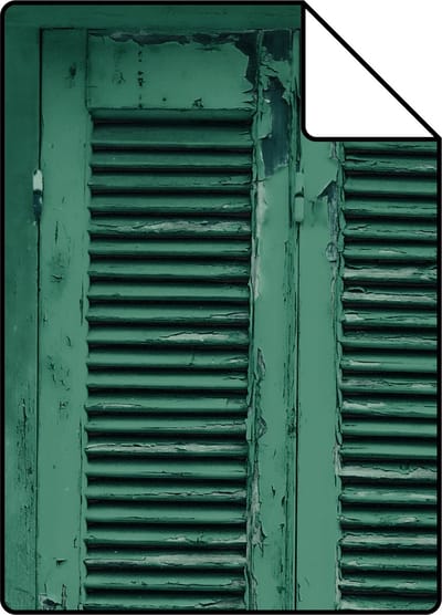 Proefstaal ESTAhome behang verweerde houten Franse vintage louvre luiken smaragdgroen - 53 cm x 10.05 m - 138885-S