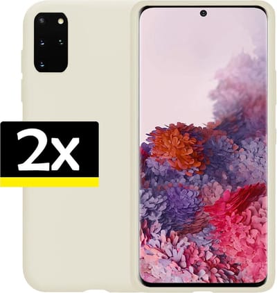 Hoesje - 2 Stuks - Geschikt voor Samsung Galaxy S20 Plus - Sterk & Shockproof - Case Siliconen - Back Cover - Telefoon Hoes - Telefoonhoesjes - Wit