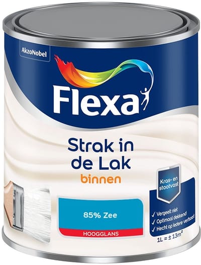 Flexa - Strak In De Lak Binnenlak Hoogglans - 85% Zee - Mengverf - 1 L