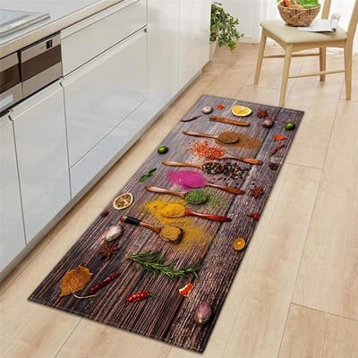 Keukenloper Wasbaar en Antislip - 7 mm Dikke Keukenmat met Groenteprint - Vloermat voor Keuken, Bar en Gang - Decoratief Tapijt - 40 x 120 cm