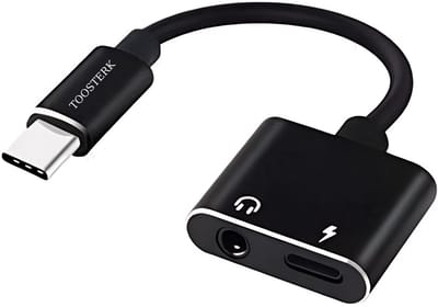 2-in-1 Type-C Adapter – USB-C naar 3.5mm Jack & Oplaadpoort – Zwart – Geschikt voor Samsung en iphone