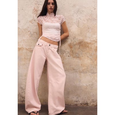 Stradivarius Barrel jeans met lage taille  Pastelroze 34