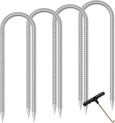 Trampoline Haringen - Grondankers Tent - Veilig Vastzetten - Verzinkt Staal U-Type - 30 cm Lengte - Zilver