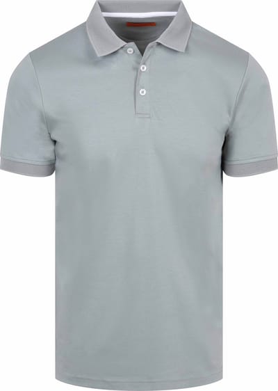 Suitable Boris Liquid Poloshirt Cement Groen - Maat M - Heren - Polo shirt Heren met Korte mouw