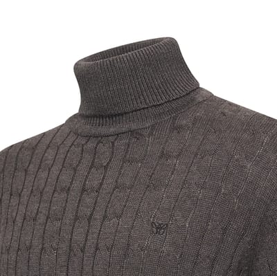 Cappuccino Italia - Heren Trui Pullover Aosta Cable - Grijs - Maat L
