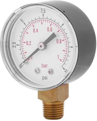 Dailygoody - Manometer - Mini-lagedrukmeter - Roestvrijstalen behuizing - 0-15psi - Geschikt voor lucht en olie - Draagbaar en compact